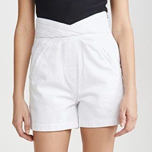 $245 Sz 27 RtA White Pleated Waistband Ellena Shorts